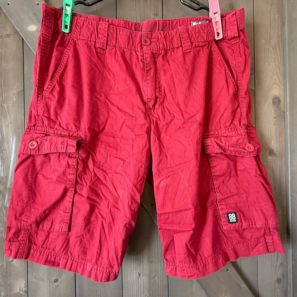 Vibrant Red Cargo Shorts for Men
